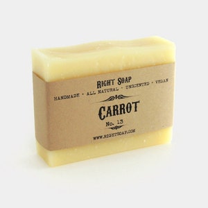 Carrot Soap Bar, Best soap for Sensitive skin, Moisturizing Soap Natural, Unscented, Vegan, Handmade cold process, Face and Body care Soap, Sensitive skin soap
 by Right Soap