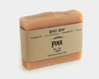 All Natural Pink Clay Soap | Detox Cleansing Facial and Body Soap | Cold Process | Unscented Vegan