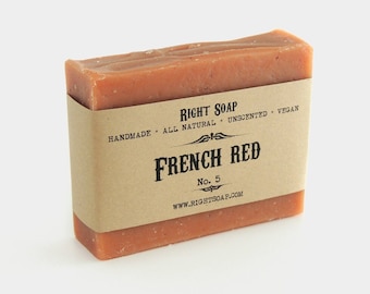 French Red Clay Soap: Detox, Vegan Unscented Soap Bar