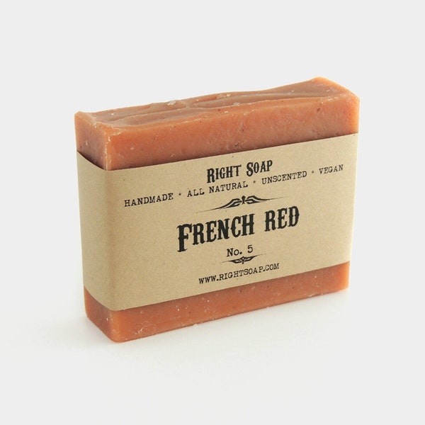 French Red Clay Soap | Vegan Detox Unscented Soap Bar