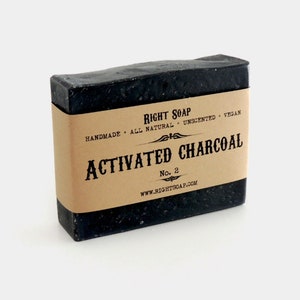 Activated Charcoal Soap Bar - Soap for Acne, Face and Body | All Natural, Unscented, Vegan Detox Bar Soap