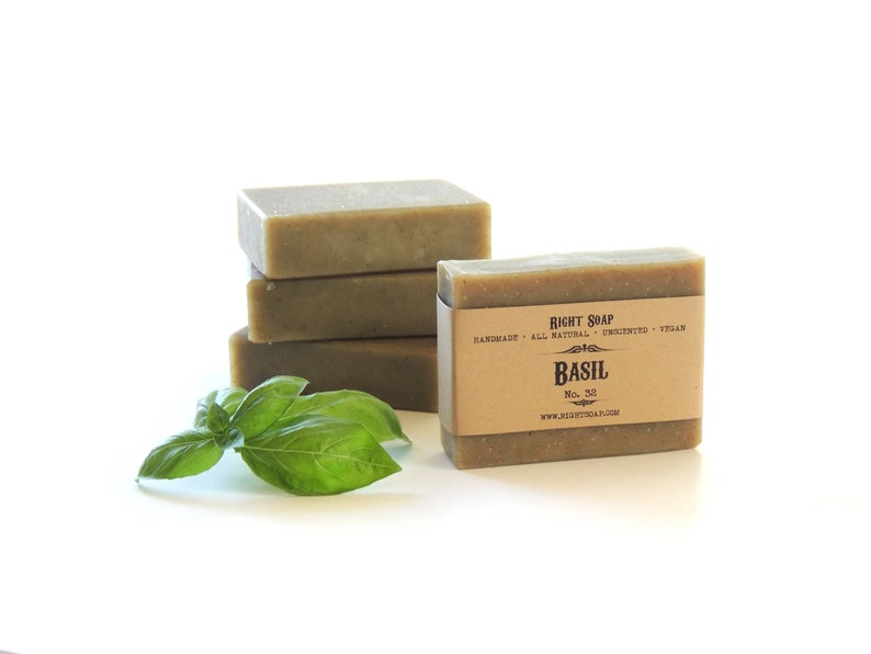 Basil Soap, Handmade Soap, Vegan Soap, Natural, Unscented Soap, Right Soap Basil Soap - All Natural Soap, Cold Process Soap, Sensitive skin Soap, Handmade Soap
Basil Soap is facial and body bar soap Soap for Normal  Sensitive skin