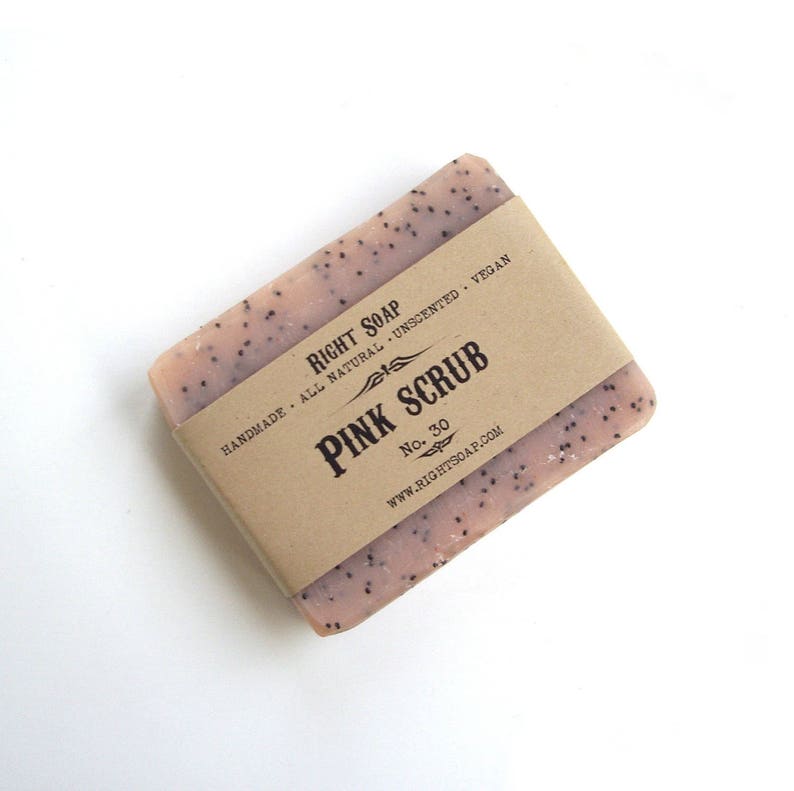 Exfoliating Soap Bar - Pink Body Scrub Soap, Pink Clay Soap Bar, Unscented Soap, Vegan Soap, Exfoliator Soap, Scrub Soap, Cold Process Soap, Cold process soap, Clay soap, all skin type body soap, Pink clay body scrub, the best natural scrub