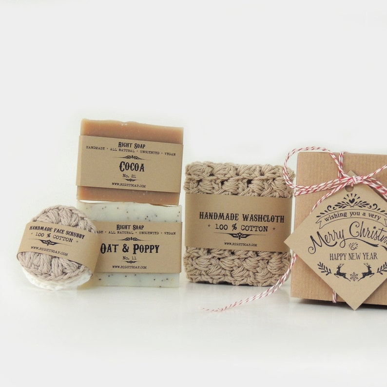 Vegan Soap Gift Set Natural Unscented Handmade Cotton Etsy