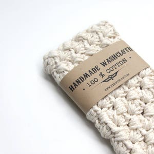 Handmade Washcloth Hostess gift, Stocking stuffer for her, Crochet Wash cloth 100% Cotton Natural