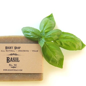 Basil Soap, Handmade Soap, Vegan Soap, Natural, Unscented Soap, Right Soap Basil Soap - All Natural Soap, Cold Process Soap, Sensitive skin Soap, Handmade Soap
Basil Soap is facial and body bar soap Soap for Normal  Sensitive skin