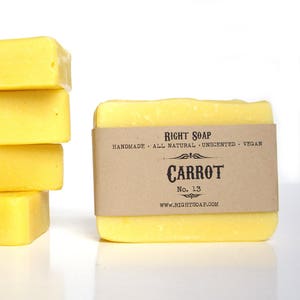 Carrot Soap Bar, Best soap for Sensitive skin, Moisturizing Soap Natural, Unscented, Vegan, Handmade cold process, Face and Body care Soap, Sensitive skin soap
 by Right Soap
