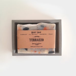 Mothers Day Gift for her and him, Luxurious Terrazzo Soap Bar and Concrete Soap Dish Set Unscented, Vegan, Natural, Handmade Soap image 3