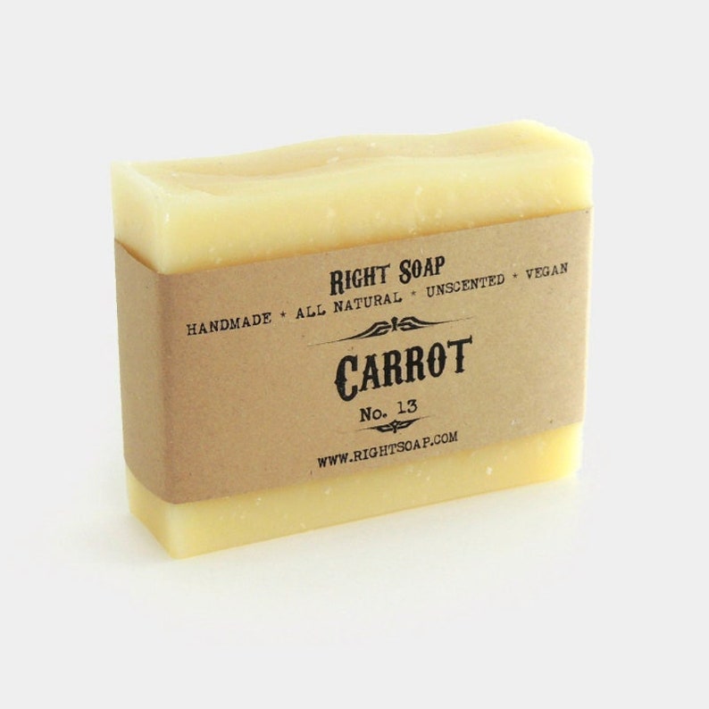 Carrot Soap Bar, Best soap for Sensitive skin, Moisturizing Soap Natural, Unscented, Vegan, Handmade cold process, Face and Body care Soap, Sensitive skin soap
 by Right Soap