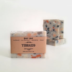 Mothers Day Gift for her and him, Luxurious Terrazzo Soap Bar and Concrete Soap Dish Set Unscented, Vegan, Natural, Handmade Soap image 6