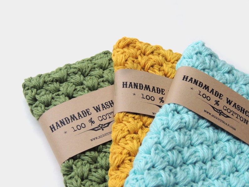 Handmade Wash cloth Cotton Crochet Washcloth for Men Stocking Stuffer image 2