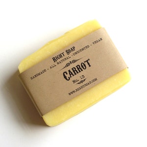 Carrot Soap Bar, Best soap for Sensitive skin, Moisturizing Soap Natural, Unscented, Vegan, Handmade cold process, Face and Body care Soap, Sensitive skin soap
 by Right Soap