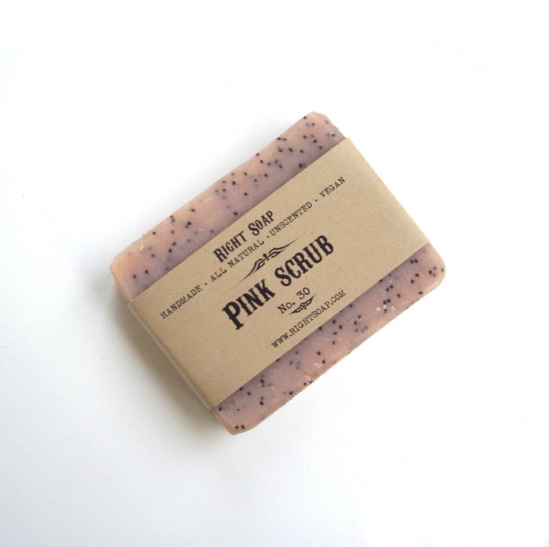 Exfoliating Soap Bar - Pink Body Scrub Soap, Pink Clay Soap Bar, Unscented Soap, Vegan Soap, Exfoliator Soap, Scrub Soap, Cold Process Soap, Cold process soap, Clay soap, all skin type body soap, Pink clay body scrub, the best natural scrub