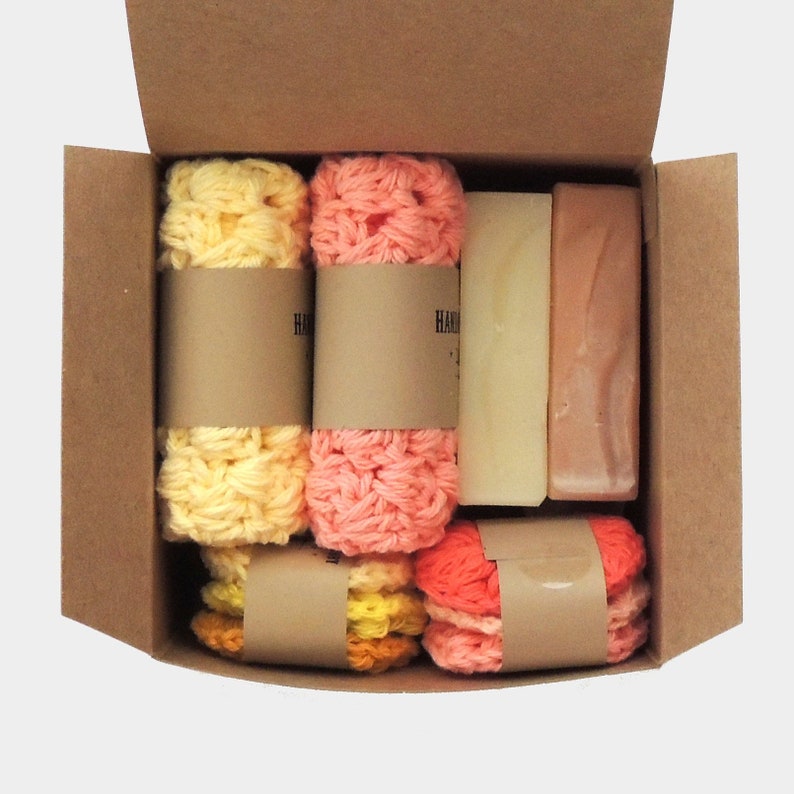 Sister Gift BOX | Mothers Day Gift For Her | Valentines gift | 2 Soaps 2 Washcloths 6 Face scrubbies | Gifts for Sister from Brother 