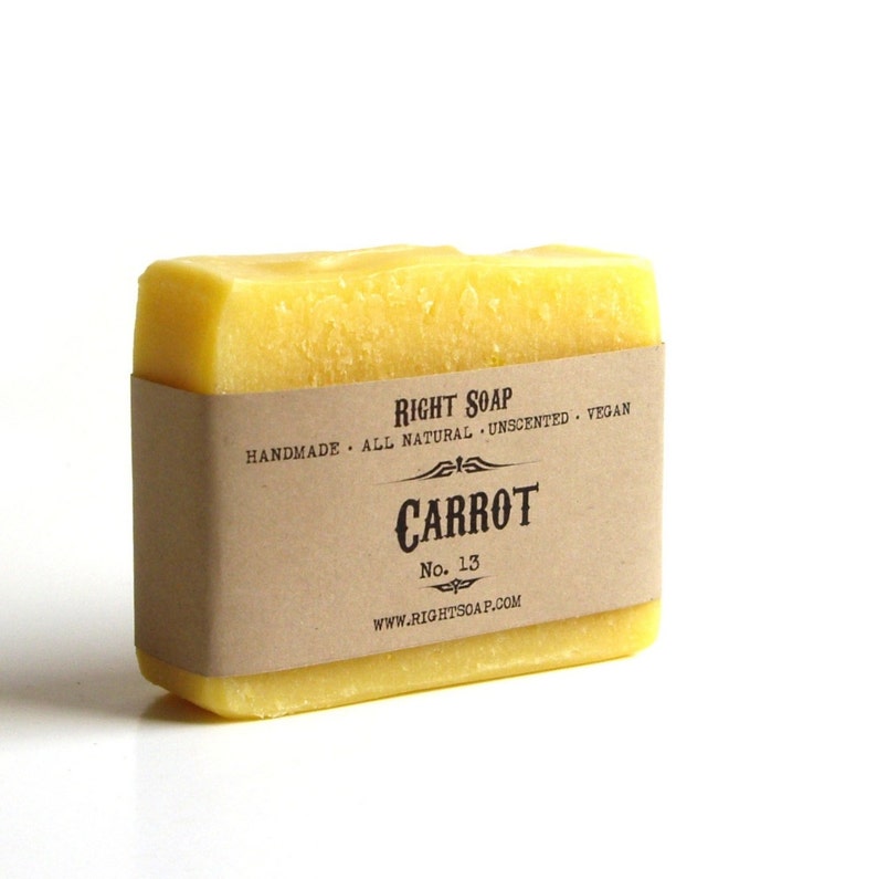 Carrot Soap Bar, Best soap for Sensitive skin, Moisturizing Soap Natural, Unscented, Vegan, Handmade cold process, Face and Body care Soap, Sensitive skin soap
 by Right Soap