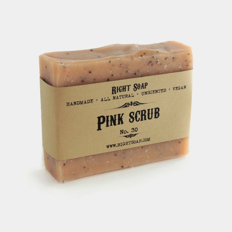 Exfoliating Soap Bar - Pink Body Scrub Soap, Pink Clay Soap Bar, Unscented Soap, Vegan Soap, Exfoliator Soap, Scrub Soap, Cold Process Soap, Cold process soap, Clay soap, all skin type body soap, Pink clay body scrub, the best natural scrub