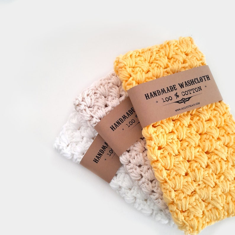 Handmade Washcloth Hostess gift, Stocking stuffer for her, Crochet Wash cloth 100% Cotton image 1