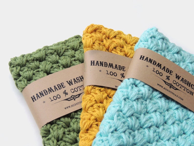 Handmade Wash cloth Cotton Crochet Washcloth for Men Stocking Stuffer Aqua