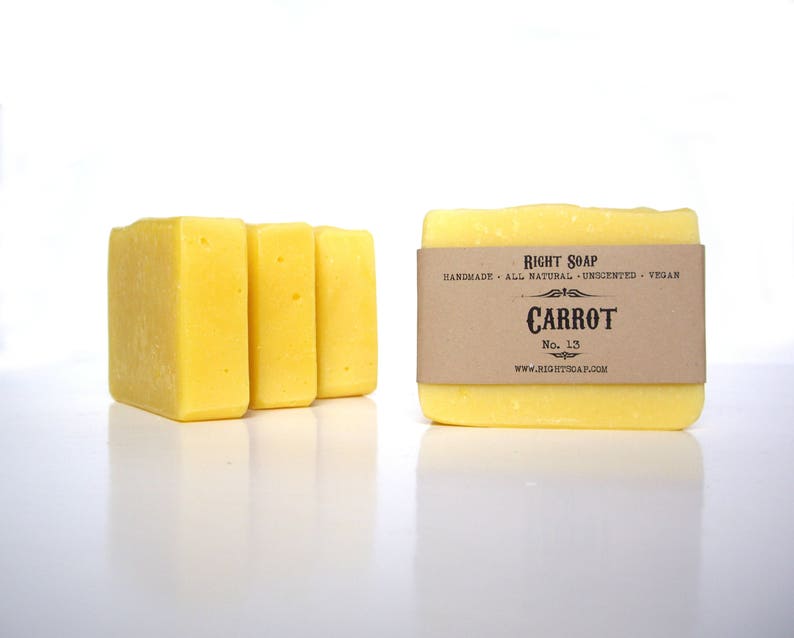 Carrot Soap Bar, Best soap for Sensitive skin, Moisturizing Soap Natural, Unscented, Vegan, Handmade cold process, Face and Body care Soap, Sensitive skin soap
 by Right Soap