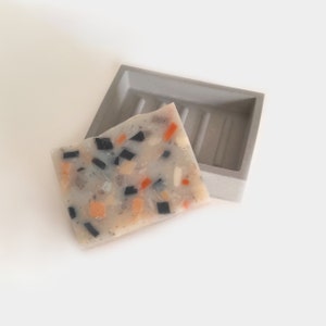 Mothers Day Gift for her and him, Luxurious Terrazzo Soap Bar and Concrete Soap Dish Set Unscented, Vegan, Natural, Handmade Soap image 2
