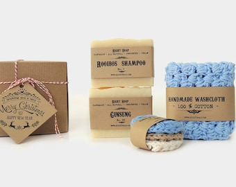 Valentijnsdagcadeau voor hem, Vegan Soaps Gift Set | Echtgenoot geschenkdoos | Mannen cadeau voor hem, papa geschenken 2 zepen, katoenen washandje, gezichtsscrubbies