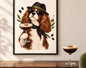 Cavalier Espresso Martini Art Print, Unframed A4 or A3