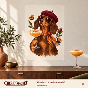 Dachshund Pornstar Martini Print, A4 or A3 Dog Cocktail Poster, Unframed Wall Art image 6