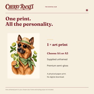 German Shepherd Mojito Print, A4 or A3 Dog Cocktail Poster, Unframed Wall Art image 9