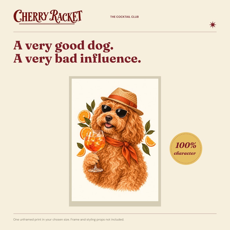 Cockapoo Aperol Spritz Art Print, Unframed A4 or A3 image 2