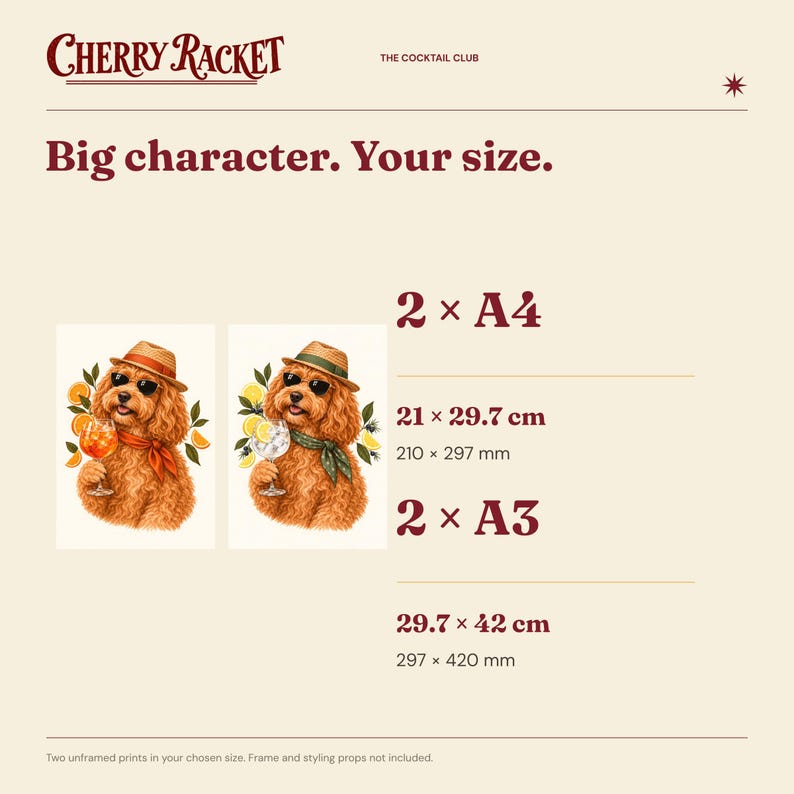 Juego de 2 láminas decorativas de cócteles Cockapoo: Aperol Spritz y Gin Tonic, sin marco, tamaño A4 o A3. imagen 7