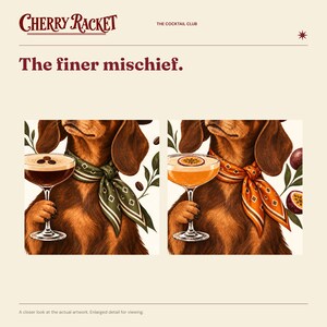 Dachshund Cocktail Art Print Set of 2, Espresso and Pornstar Martini, Unframed A4 or A3 image 3