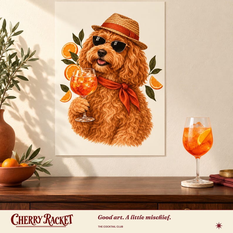 Cockapoo Aperol Spritz Art Print, Unframed A4 or A3 image 6