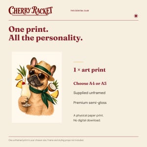 French Bulldog Piña Colada Print, A4 or A3 Dog Cocktail Poster, Unframed Wall Art image 9