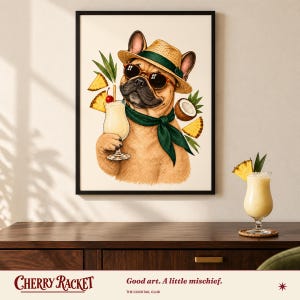 French Bulldog Piña Colada Print, A4 or A3 Dog Cocktail Poster, Unframed Wall Art image 4