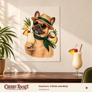 French Bulldog Piña Colada Print, A4 or A3 Dog Cocktail Poster, Unframed Wall Art image 6