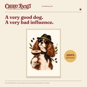 Cavalier Espresso Martini Print, A4 or A3 Dog Cocktail Poster, Unframed Wall Art image 2