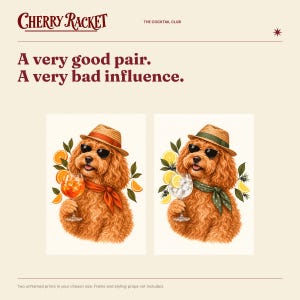 Juego de 2 láminas decorativas de cócteles Cockapoo: Aperol Spritz y Gin Tonic, sin marco, tamaño A4 o A3. imagen 2