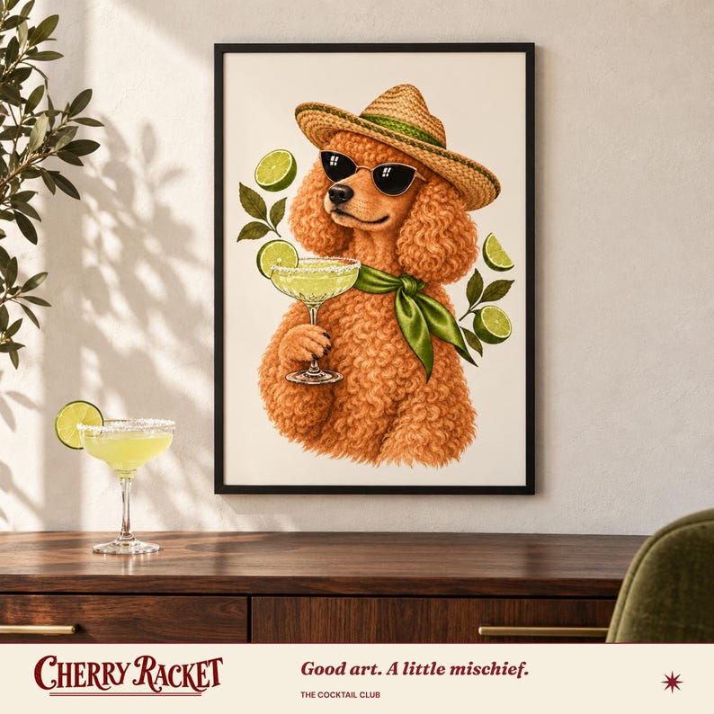 Poodle Margarita Print, A4 or A3 Dog Cocktail Poster, Unframed Wall Art image 4