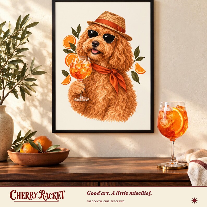Juego de 2 láminas decorativas de cócteles Cockapoo: Aperol Spritz y Gin Tonic, sin marco, tamaño A4 o A3. imagen 4