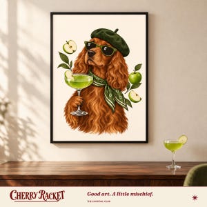 Spaniel Appletini Print, A4 or A3 Dog Cocktail Poster, Unframed Wall Art image 4