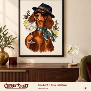 Dachshund Gin and Tonic Art Print, Unframed A4 or A3 画像 4