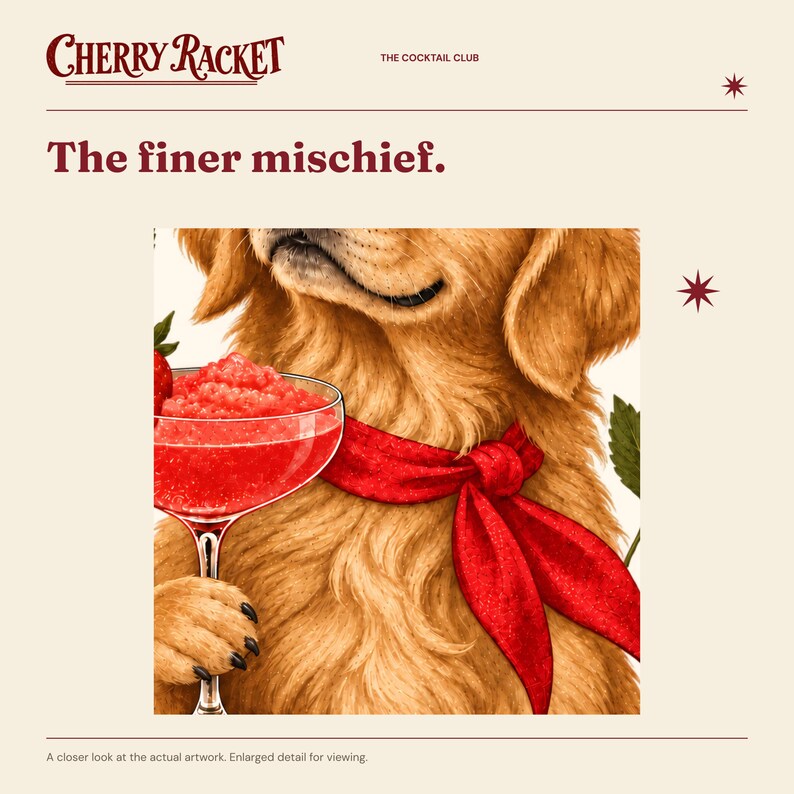 Golden Retriever Strawberry Daiquiri Print, A4 or A3 Dog Cocktail Poster, Unframed Wall Art image 3