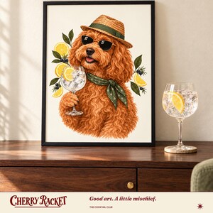 Cockapoo Gin and Tonic Art Print, Unframed A4 or A3