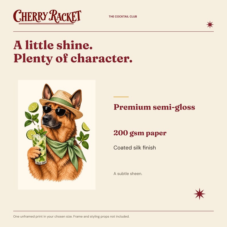 German Shepherd Mojito Print, A4 or A3 Dog Cocktail Poster, Unframed Wall Art image 8