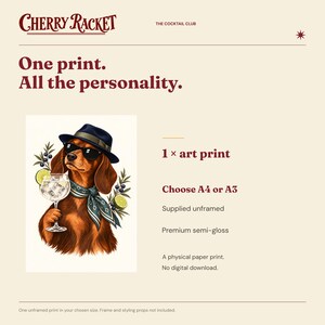 Dachshund Gin and Tonic Art Print, Unframed A4 or A3 画像 9