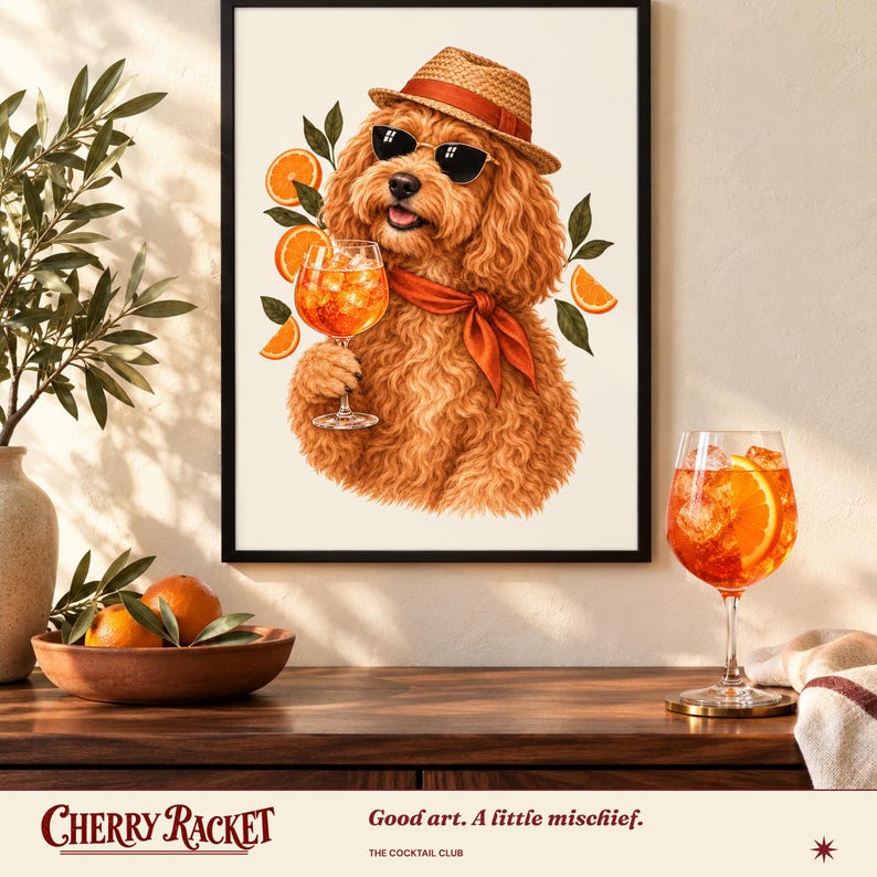 Cockapoo Aperol Spritz Art Print, Unframed A4 or A3 image 4