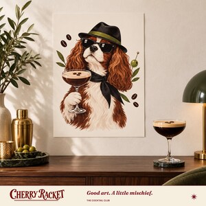 Cavalier Espresso Martini Print, A4 or A3 Dog Cocktail Poster, Unframed Wall Art image 6