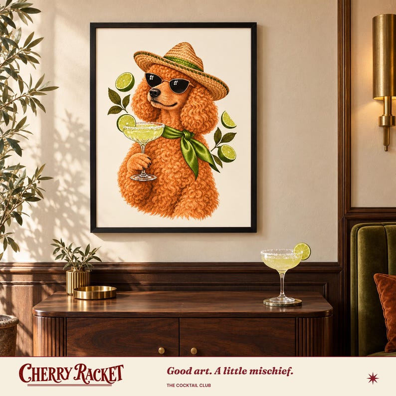 Poodle Margarita Print, A4 or A3 Dog Cocktail Poster, Unframed Wall Art image 5