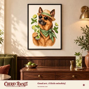 German Shepherd Mojito Print, A4 or A3 Dog Cocktail Poster, Unframed Wall Art image 5
