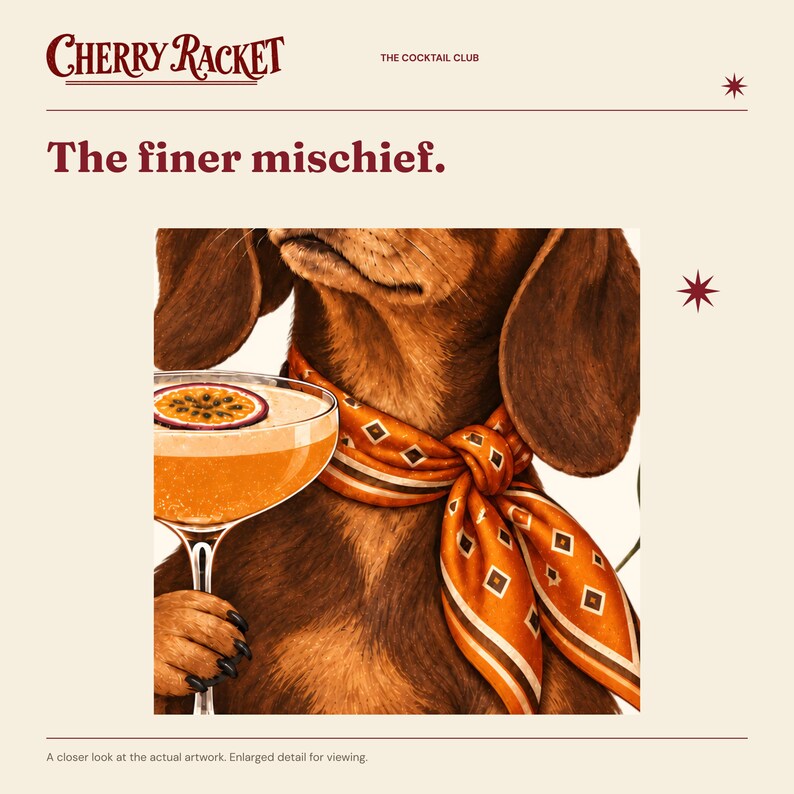 Dachshund Pornstar Martini Print, A4 or A3 Dog Cocktail Poster, Unframed Wall Art image 3